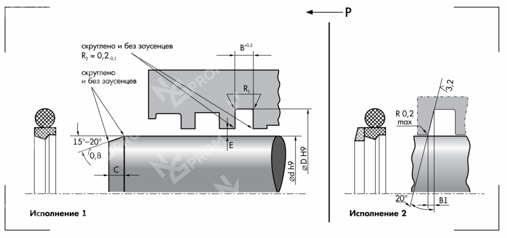 Уплотнения штока R4-056 (56-71,5-6,3)