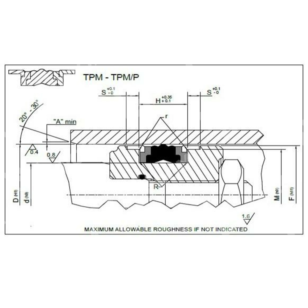 Уплотнение поршня TPL 9305 (30-21-13,5)