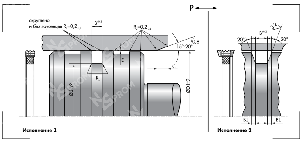 Уплотнение поршня P2-050 (50-39,5-4,2)