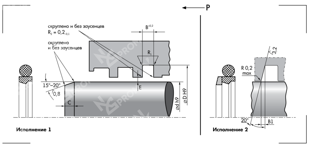 Уплотнения штока R2-400 (400-424-8,1)
