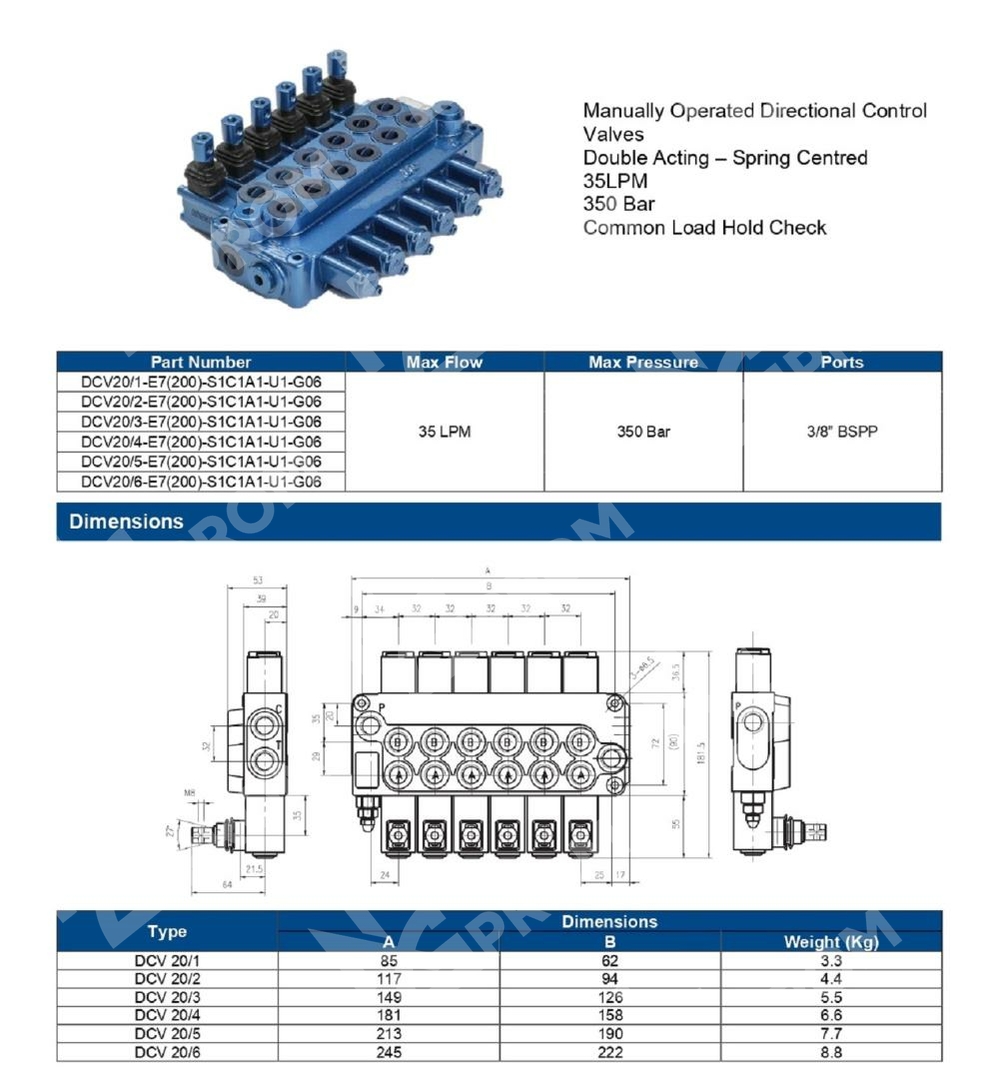 Гидрораспределитель DCV20/1(200)-OW-G3/8