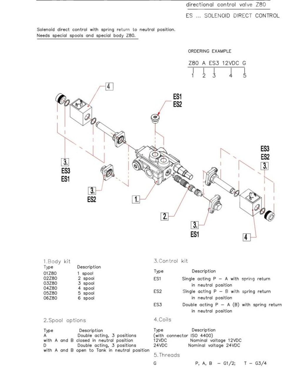 Гидрораспределитель Z80 A ES3 12 VDC G