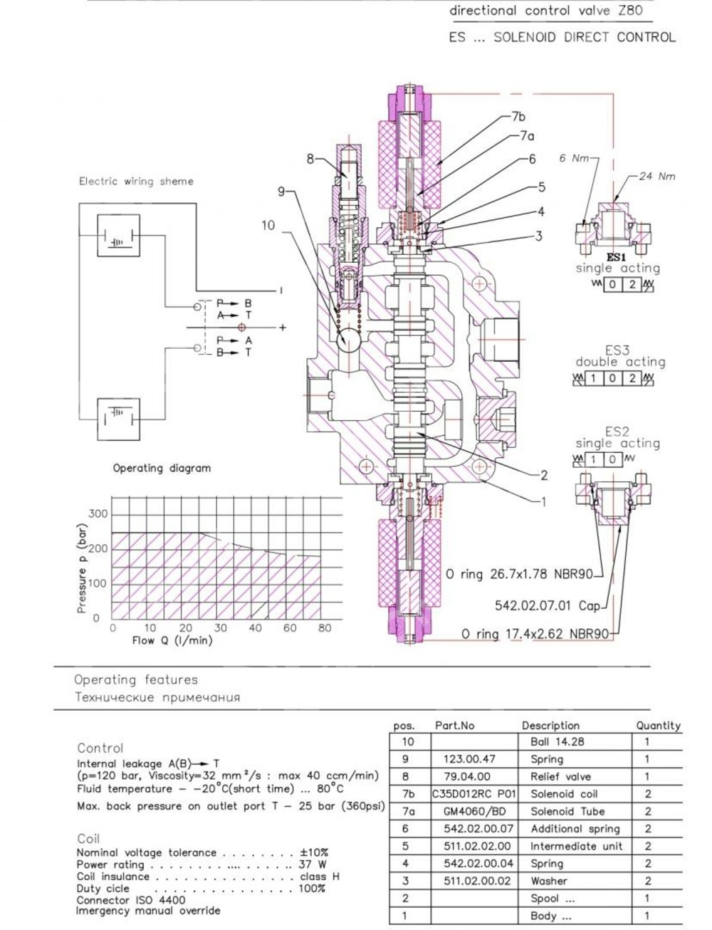 Гидрораспределитель Z80 A ES3 12 VDC G