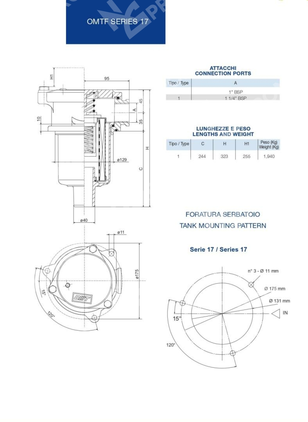 Фильтр сливной OMTF171C10NA1