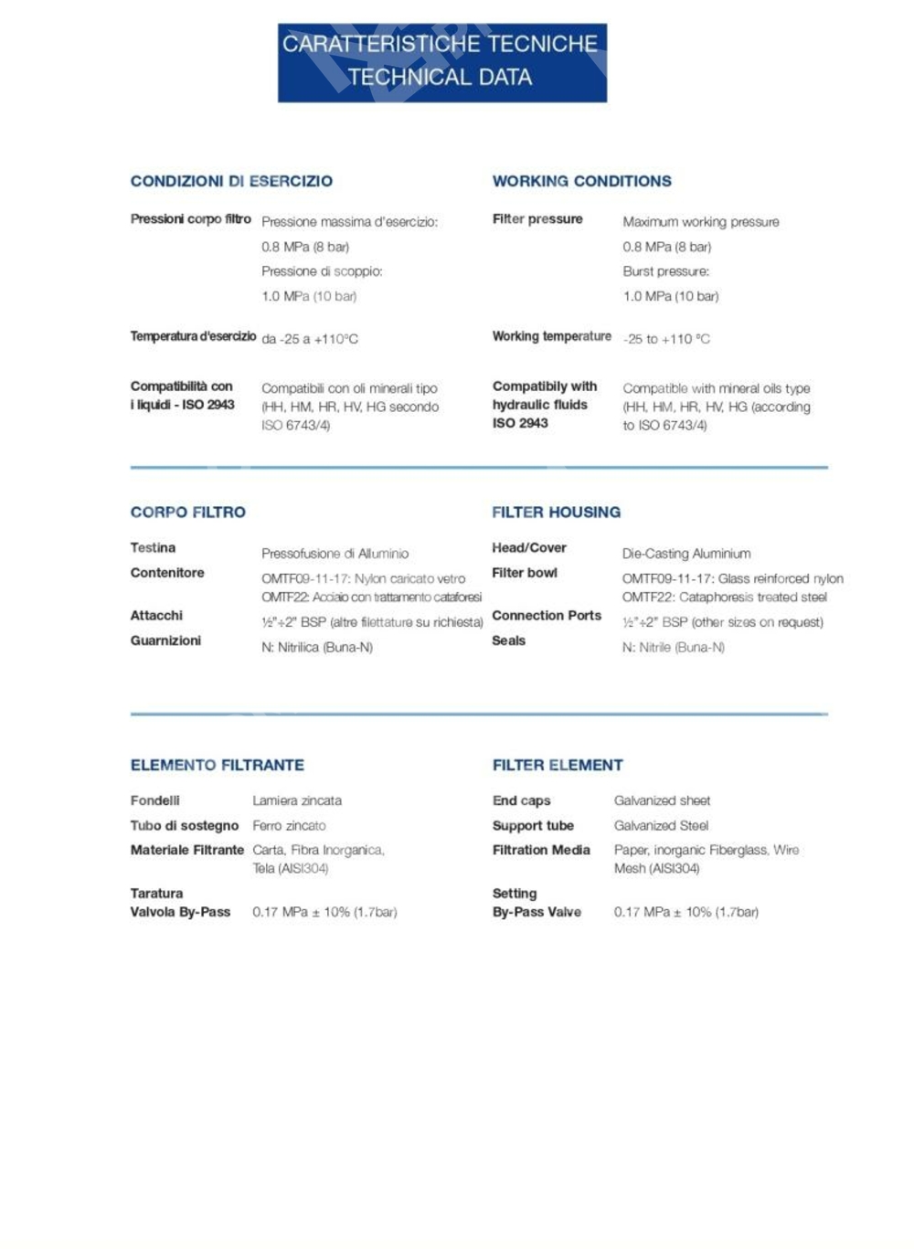 Фильтр сливной OMTF221C10NA