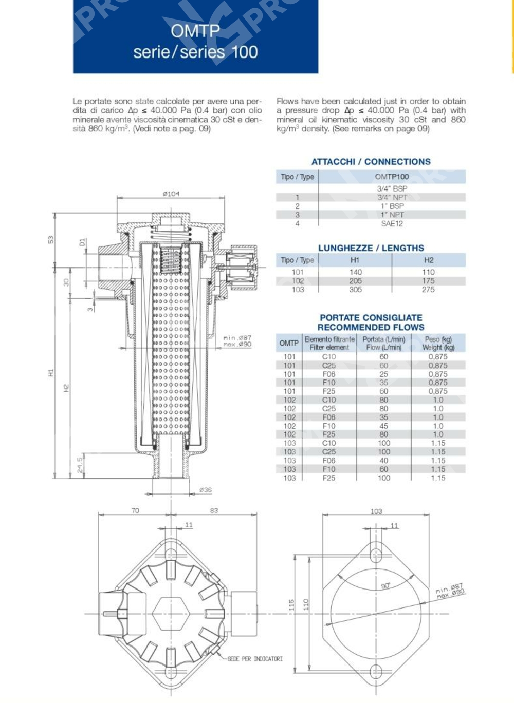 Фильтр сливной OMTP102C10N2-A