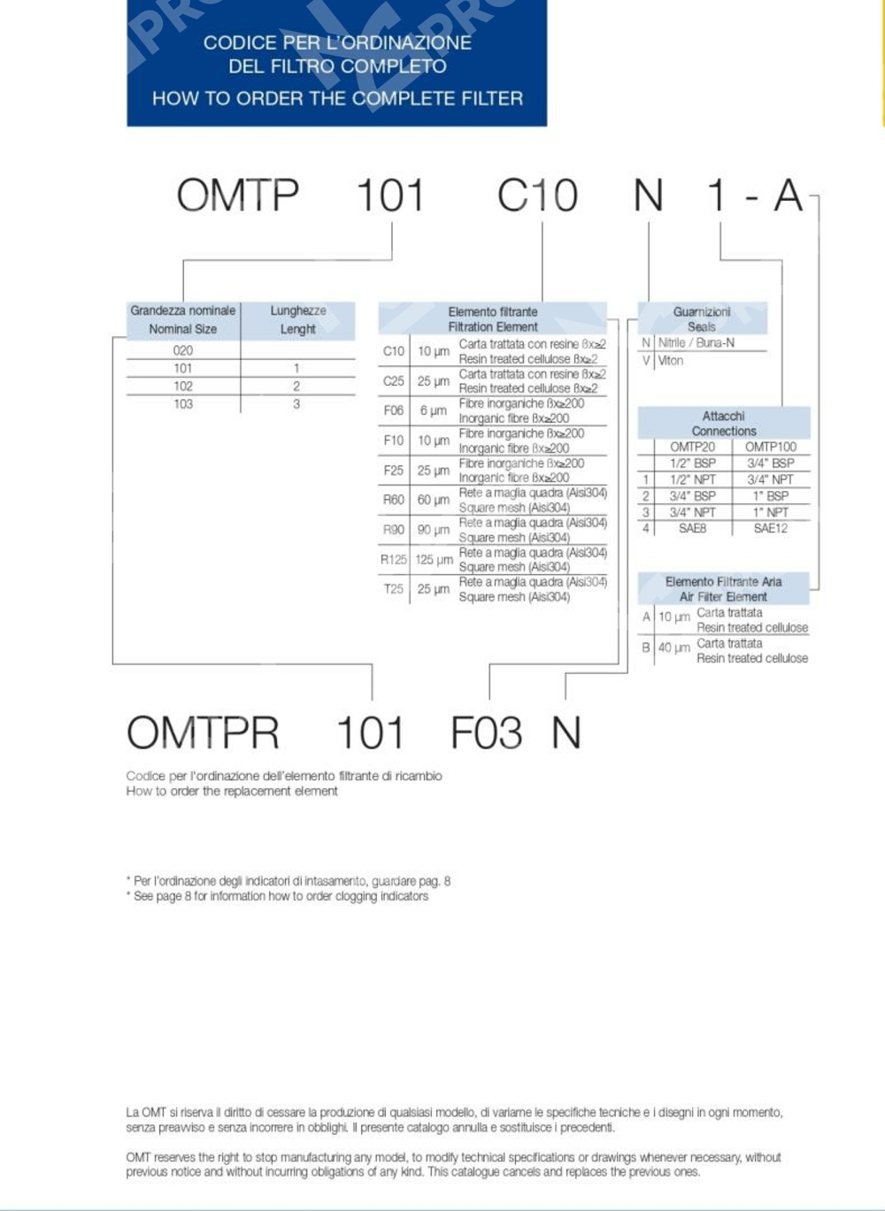 Фильтр сливной OMTP103C10N2-A