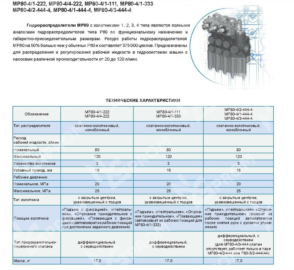 Гидрораспределитель MP 80-4/2-222