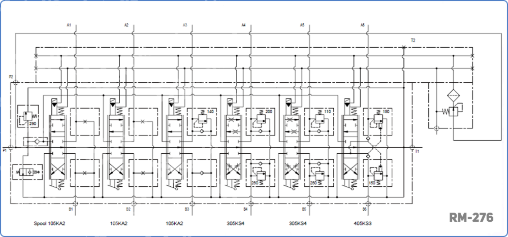 Гидрораспределитель S296 RV200 P2/A1(Az100)/A1/A1(Az100Bz210)/A1(Az210Bz210)/A1(Az160Bz160)/A1/G/T2