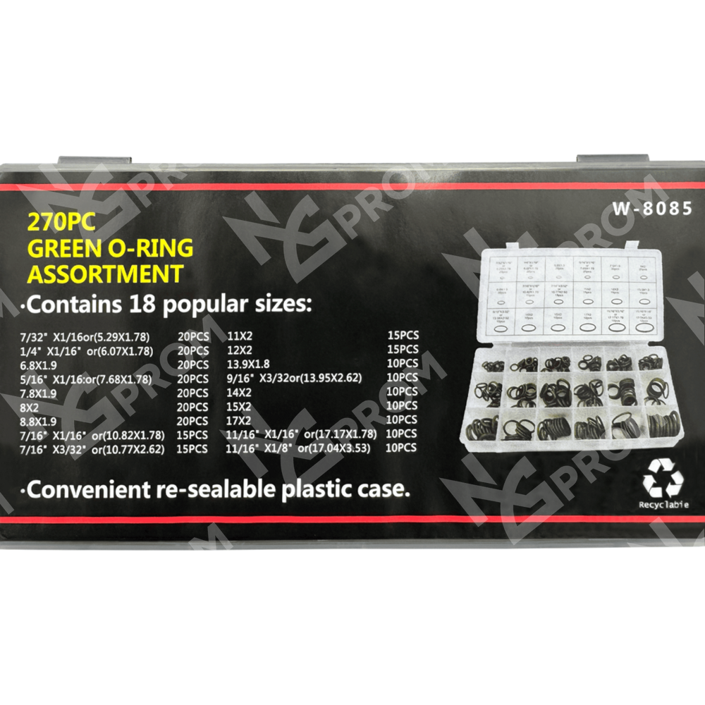 Набор уплотнительных колец O-Ring NBR70 270 шт зеленый