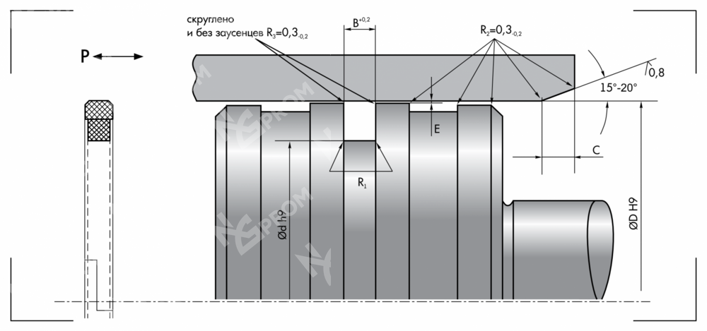 Уплотнение поршня P1-050 (50-40-4,2)